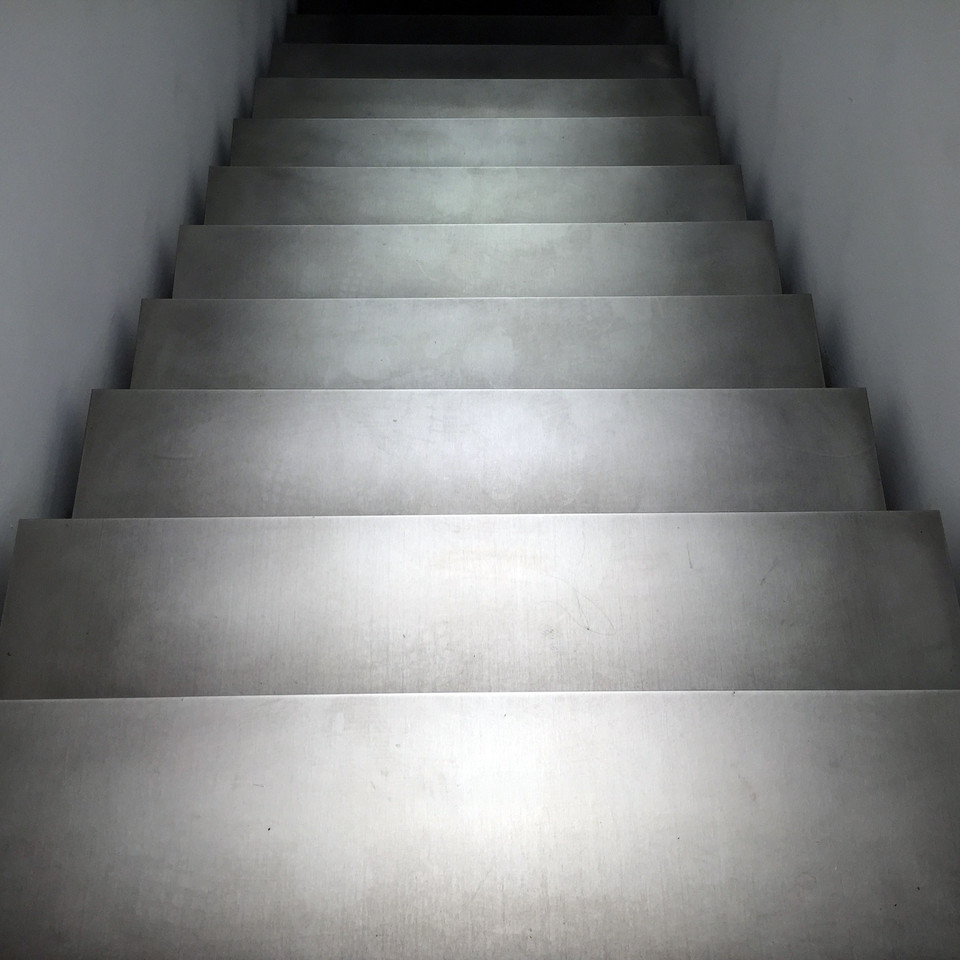 Light falling across a staircase